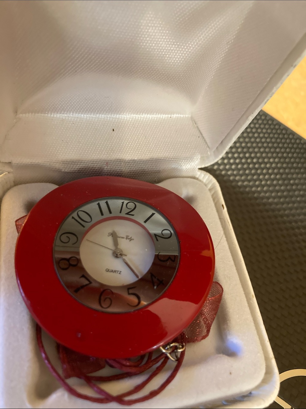 Gorgeous Red Round Quartz Pendant Watch Necklace - Fashion Accent Running